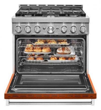 36" KithenAid 5.1 Cu. Ft. Smart Commercial-Style Gas Range With 6 Burners - KFGC506JSC