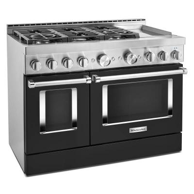 48" KitchenAid 6.3 Cu. Ft. Imperial Black Gas Sealed Burner Range With Griddle - KFGC558JBK