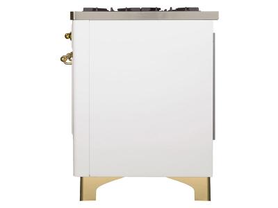 40" ILVE Majestic II Dual Fuel Range with Brass Trim in White  - UMD10FDNS3WHG-NG