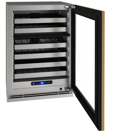 24" U-Line 5.1 Cu. Ft. 5 Class Dual-Zone Wine Refrigerator in Integrated Frame with Field Reversible - UHWD524-IG01A