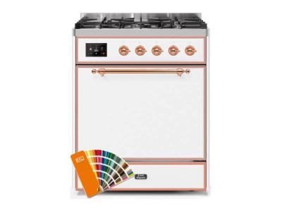 30" ILVE Majestic II Dual Fuel Liquid Propane Range with Copper Trim in Custom Ral - UM30DQNE3/RALP LP