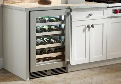 24" Perlick Indoor Signature Series Right-Hinge Dual-Zone Wine Reserve in Stainless Steel - HP24DS41R