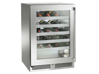 24" Perlick Indoor Signature Series Left-Hinge Wine Reserve in Stainless Steel Glass Door - HP24WS43LL