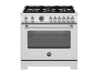 36" BERTAZZONI Master Series Freestanding Gas Range with 6 Sealed Burners - MAS366BCFGMXTLP