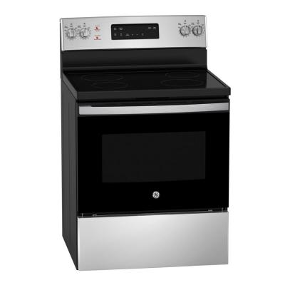 30"  GE 5.0 Cu. Ft. Freestanding Electric Self Cleaning Range with Hi - Lo Broil Dual Bake Element and Storage Drawer - JCB630SVSS