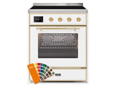 30" ILVE 4 Cu. Ft. Majestic II Electric Freestanding Range in Custom RAL Color with Brass Trim - UMI30NE3/RALG