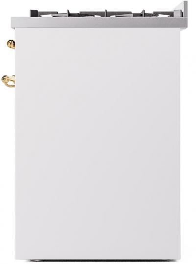 30" ILVE Nostalgie II Dual Fuel Freestanding Range in White with Brass Trim - UP30NMP/WHG LP