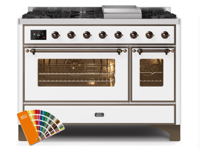 48" ILVE 5.02 Cu. Ft. Majestic II Dual Fuel Liquid Propane Range in Custom RAL Color with Bronze Trim - UM12FDNS3/RALB LP