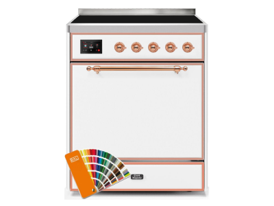 30" ILVE 4 Cu. Ft. Majestic II Electric Freestanding Range in Custom RAL Color with Copper Trim - UMI30QNE3/RALP