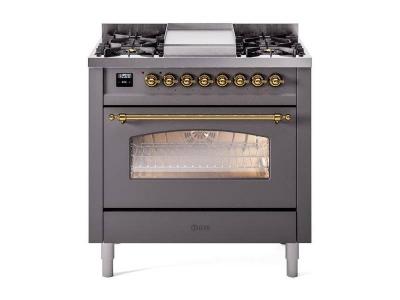 36" ILVE Professional Plus II Dual Fuel Liquid Propane Freestanding Range with Brass Trim - UP36FNMP/MGG LP