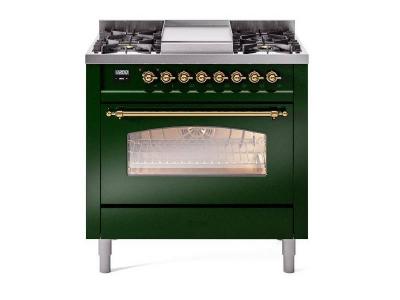 36" ILVE Professional Plus II Dual Fuel Liquid Propane Freestanding Range with Brass Trim - UP36FNMP/EGG LP