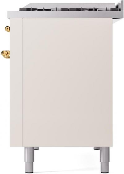 48" ILVE Nostalgie II Dual Fuel Liquid Propane Freestanding Range in Antique White with Brass Trim - UP48FNMP/AWG LP