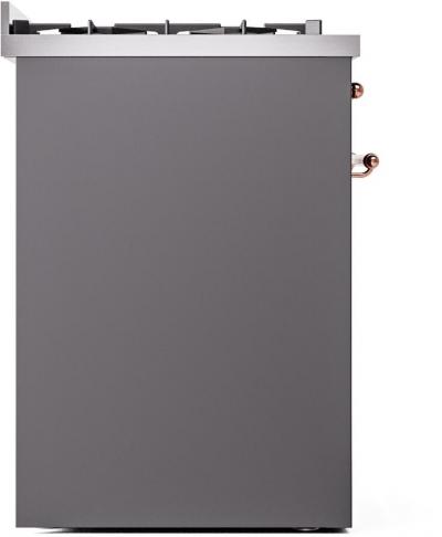 30" ILVE Nostalgie II Dual Fuel Natural Gas Freestanding Range in Matte Graphite with Copper Trim - UP30NMP/MGP NG