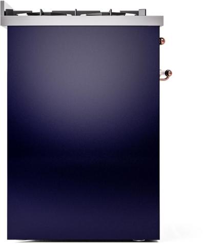 30" ILVE Nostalgie II Dual Fuel Natural Gas Freestanding Range in Blue with Copper Trim - UP30NMP/MBP NG