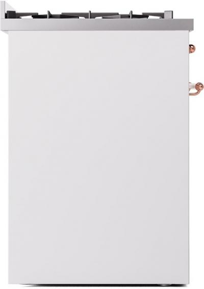 30" ILVE Nostalgie II Dual Fuel Natural Gas Freestanding Range in White with Copper Trim - UP30NMP/WHP NG