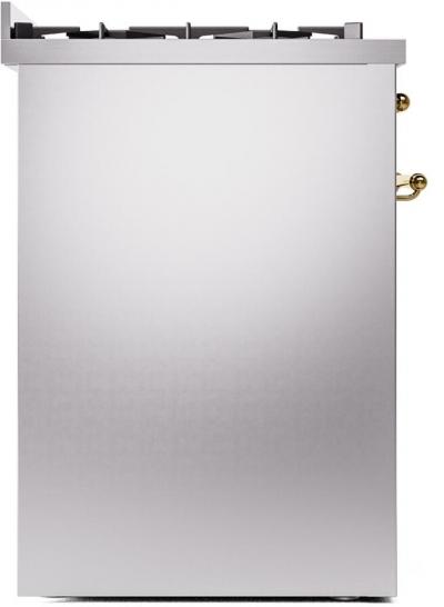 30" ILVE Nostalgie II Dual Fuel Natural Gas Freestanding Range in Stainless Steel with Brass Trim - UP30NMP/SSG NG