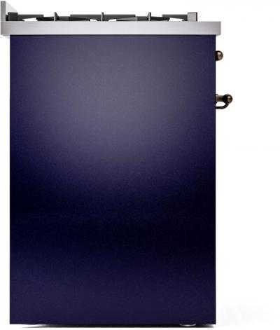 30" ILVE Nostalgie II Dual Fuel Natural Gas Freestanding Range in Blue with Bronze Trim - UP30NMP/MBB NG