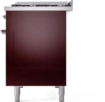 48" ILVE Nostalgie II Dual Fuel Liquid Propane Freestanding Range in Burgundy with Chrome Trim - UP48FNMP/BUC LP