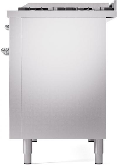 48" ILVE Nostalgie II Dual Fuel Natural Gas Freestanding Range in Stainless Steel with Chrome Trim - UP48FNMP/SSC NG