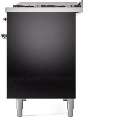 48" ILVE Nostalgie II Dual Fuel Natural Gas Freestanding Range in Glossy Black with Chrome Trim - UP48FNMP/BKC NG