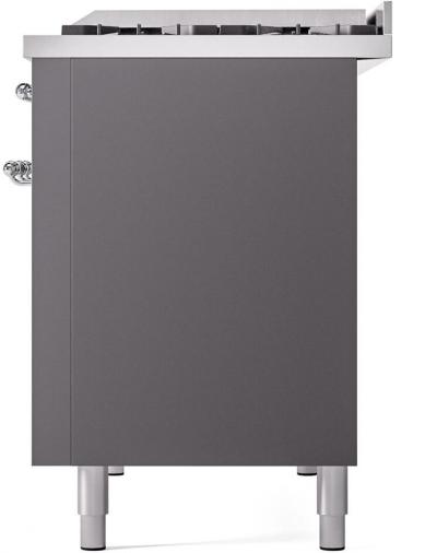 48" ILVE Nostalgie II Dual Fuel Natural Gas Freestanding Range in Matte Graphite with Chrome Trim - UP48FNMP/MGC NG