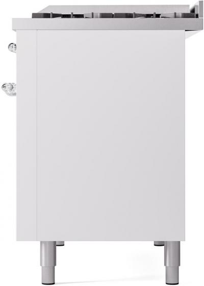 48" ILVE Nostalgie II Dual Fuel Natural Gas Freestanding Range in White with Chrome Trim - UP48FNMP/WHC NG