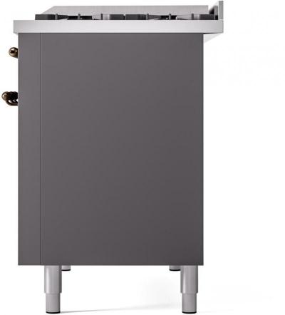 48" ILVE Nostalgie II Dual Fuel Liquid Propane Freestanding Range in Matte Graphite with Bronze Trim - UP48FNMP/MGB LP