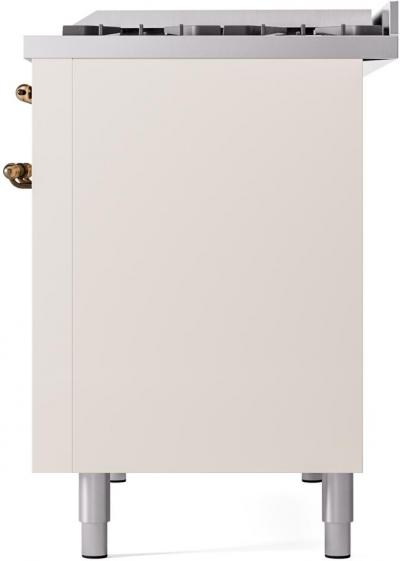 48" ILVE Nostalgie II Dual Fuel Liquid Propane Freestanding Range in Antique White with Bronze Trim - UP48FNMP/AWB LP