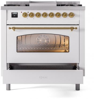 36" ILVE Professional Plus II Dual Fuel Natural Gas Freestanding Range with Chrome Trim - UP36FNMP/WHC NG