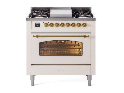 36" ILVE Professional Plus II Dual Fuel Liquid Propane Freestanding Range with Brass Trim - UP36FNMP/AWG LP