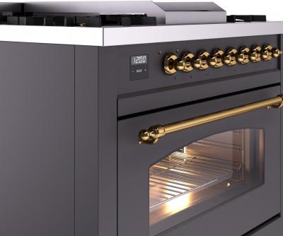 36" ILVE Professional Plus II Dual Fuel Natural Gas Freestanding Range with Brass Trim - UP36FNMP/MGG NG