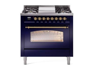 36" ILVE Professional Plus II Dual Fuel Liquid Propane Freestanding Range with Brass Trim - UP36FNMP/MBG LP