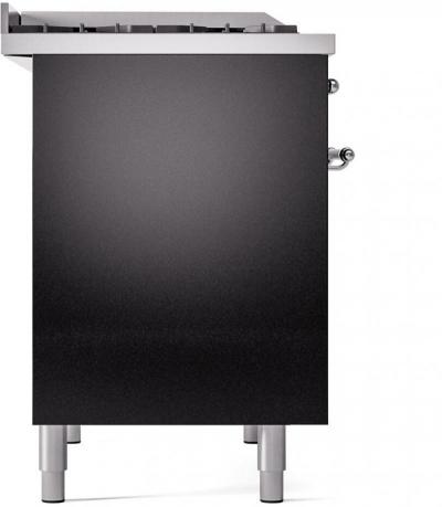 40" ILVE Nostalgie II Dual Fuel Liquid Propane Freestanding Range in Glossy Black with Chrome Trim - UPD40FNMP/BKC LP