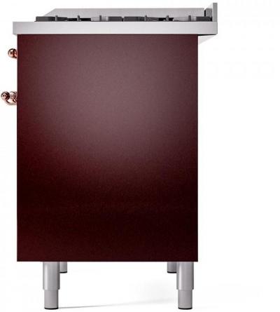 40" ILVE Nostalgie II Dual Fuel Liquid Propane Freestanding Range in Burgundy with Copper Trim - UPD40FNMP/BUP LP