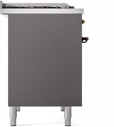 40" ILVE Nostalgie II Dual Fuel Liquid Propane Freestanding Range in Matte Graphite with Bronze Trim - UPD40FNMP/MGB LP