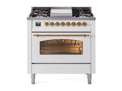 36" ILVE Professional Plus II Dual Fuel Liquid Propane Freestanding Range with Chrome Trim - UP36FNMP/WHC LP