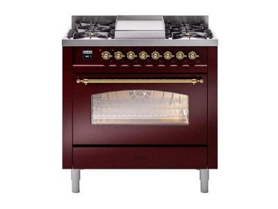 36" ILVE Professional Plus II Dual Fuel Liquid Propane Freestanding Range with Chrome Trim - UP36FNMP/BUC LP