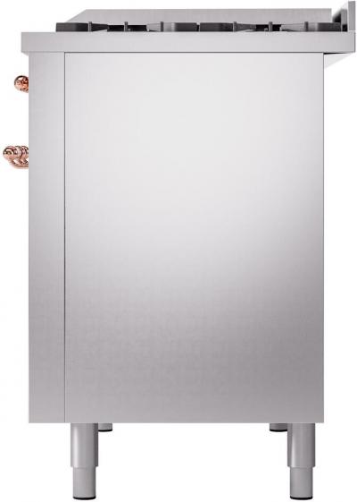 48" ILVE Nostalgie II Dual Fuel Liquid Propane Freestanding Range in Stainless Steel with Copper Trim - UP48FNMP/SSP LP