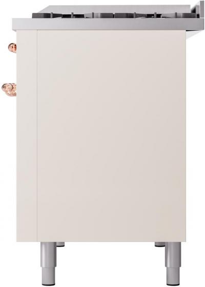 48" ILVE Nostalgie II Dual Fuel Liquid Propane Freestanding Range in Antique White with Copper Trim - UP48FNMP/AWP LP