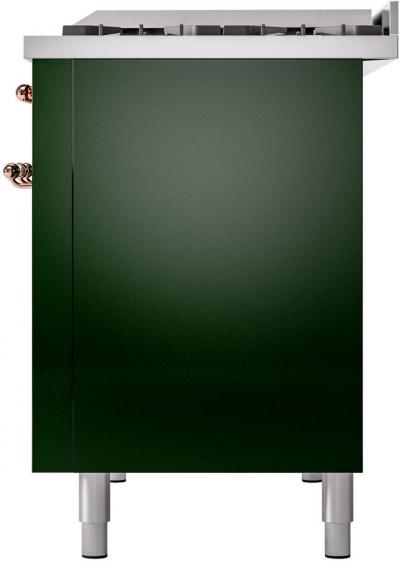 48" ILVE Nostalgie II Dual Fuel Natural Gas Freestanding Range in Emerald Green with Copper Trim - UP48FNMP/EGP NG