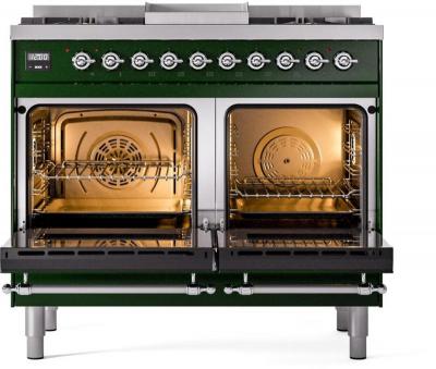 40" ILVE Nostalgie II Dual Fuel Liquid Propane Freestanding Range in Emerald Green with Chrome Trim - UPD40FNMP/EGC LP