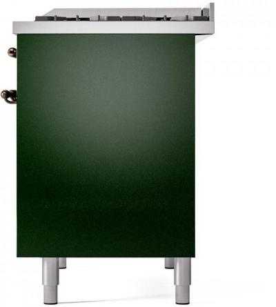 40" ILVE Nostalgie II Dual Fuel Liquid Propane Freestanding Range in Emerald Green with Bronze Trim - UPD40FNMP/EGB LP