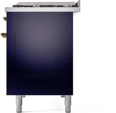 48" ILVE Nostalgie II Dual Fuel Natural Gas Freestanding Range in Blue with Brass Trim - UP48FNMP/MBG NG