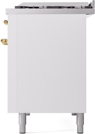 48" ILVE Nostalgie II Dual Fuel Natural Gas Freestanding Range in White with Brass Trim - UP48FNMP/WHG NG