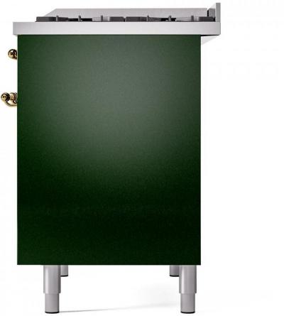 40" ILVE Nostalgie II Dual Fuel Natural Gas Freestanding Range in Emerald Green with Brass Trim - UPD40FNMP/EGG NG