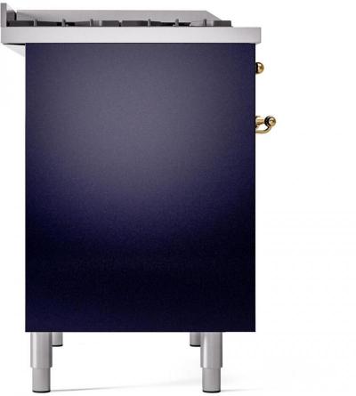 40" ILVE Nostalgie II Dual Fuel Natural Gas Freestanding Range in Blue with Brass Trim - UPD40FNMP/MBG NG