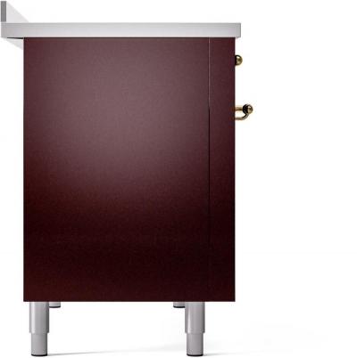 48" ILVE Nostalgie II Electric Freestanding Range in Burgundy with Brass Trim - UPI486NMP/BUG