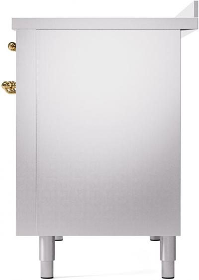 48" ILVE Nostalgie II Electric Freestanding Range in Stainless Steel with Brass Trim - UPI486NMP/SSG