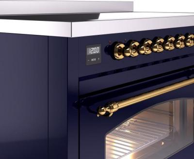 48" ILVE Nostalgie II Electric Freestanding Range in Blue with Brass Trim - UPI486NMP/MBG