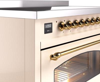 48" ILVE Nostalgie II Electric Freestanding Range in Antique White with Brass Trim - UPI486NMP/AWG